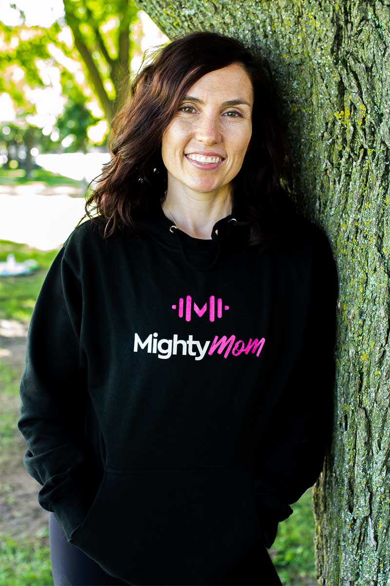 Jessica Sennet Mighty Mom Hoodie Prenatal Postpartum Mom & Baby Fitness Programs Toronto Ontario Online Fitness for Mothers Women
